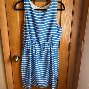J.Crew Women's Blue and White White Striped Sleeveless Dress